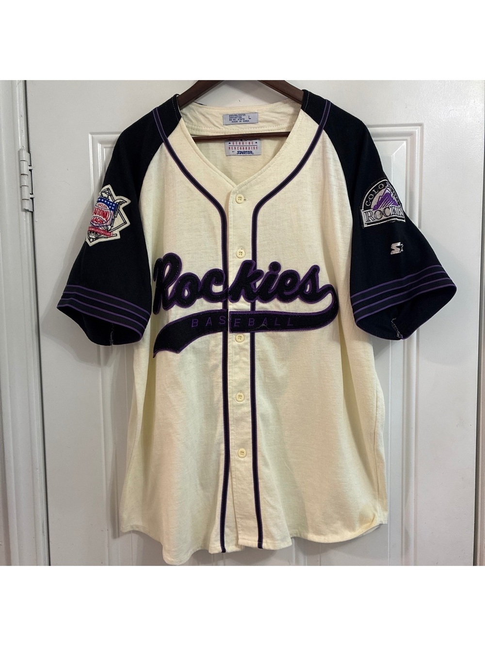 Vintage 90s Colorado Rockies starter baseball jersey Large